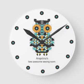 Adorable Modern Owl Quilt Pattern Wall Clock