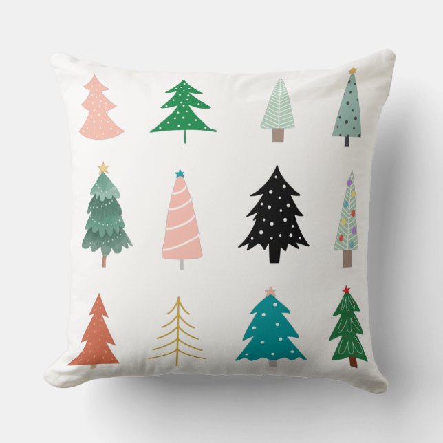 Adorable modern white background Xmas pattern cute Cushion (Front)
