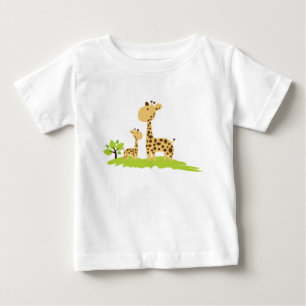 Adorable Mom & Baby Giraffe Green & Yellow T-Shirt