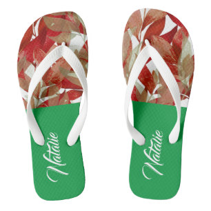 Adorable monogram l Summer beach l Green Burgundy Jandals
