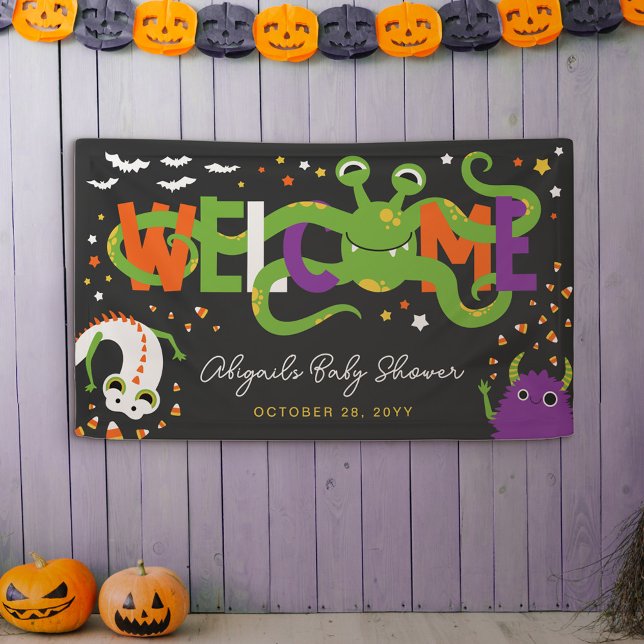 Adorable Monsters Halloween Baby Shower Welcome Banner (Creator Uploaded)