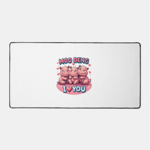 Adorable Moo-Deng Baby Pigmy Hippo Design Long Sle Desk Mat