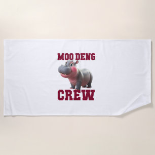 Adorable MOO DENG CREW Baby Hippo Squad Lunch Lady Beach Towel