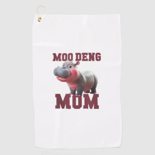Adorable MOO DENG MOM Baby Hippo Mama Dabbing Prin Golf Towel