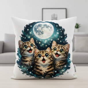 Adorable Moon Gazer Kittens - Sparkling Starlight  Cushion