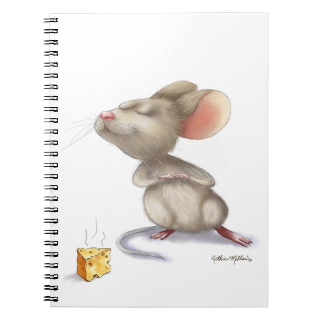 Adorable Mouse and Cheese Cartoon	 Notebook (Front)