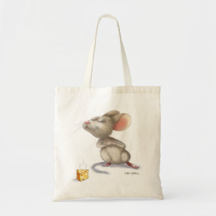 Adorable Mouse and Cheese Cartoon Tote Bag