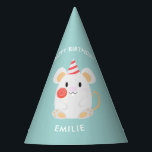 Adorable Mouse Kids Birthday Party Hat<br><div class="desc">Fun animals themed personalised kids birthday party hats.</div>