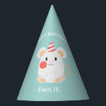 Adorable Mouse Kids Birthday Party Hat<br><div class="desc">Fun animals themed personalised kids birthday party hats.</div>