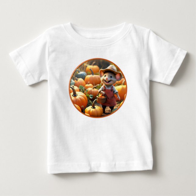 Adorable Mouse with Autumn Pumpkins Shirt (Front)