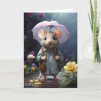 Adorable Mouse Yellow Flower Illustration Blank