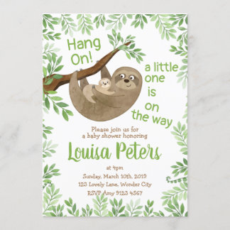 Adorable Mum and Baby Sloth Baby Shower Invitation