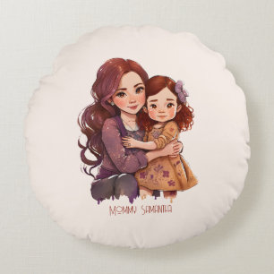 Adorable Mum and Daughter Bond (11) Round Cushion