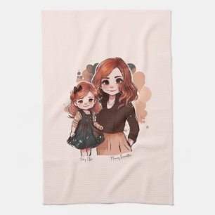 Adorable Mum and Daughter Bond (2) Tea Towel