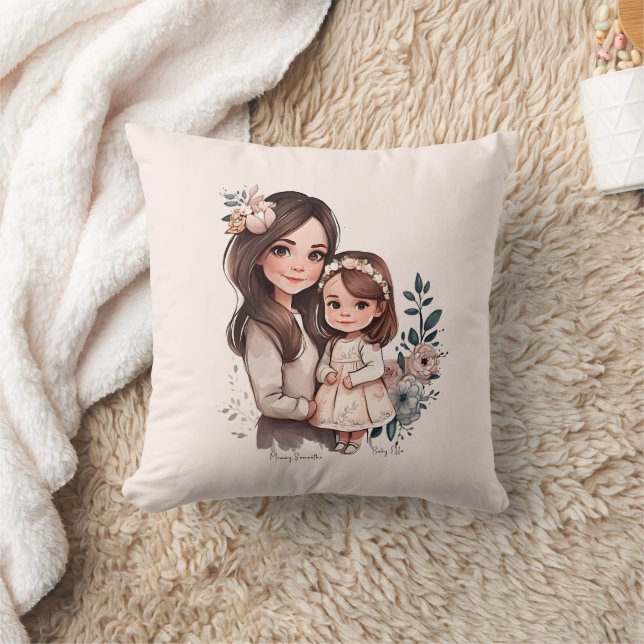 Adorable Mum and Daughter Bond (3) Cushion (Blanket)