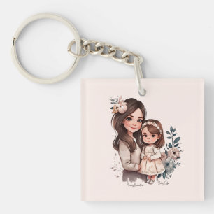 Adorable Mum and Daughter Bond (3) Key Ring