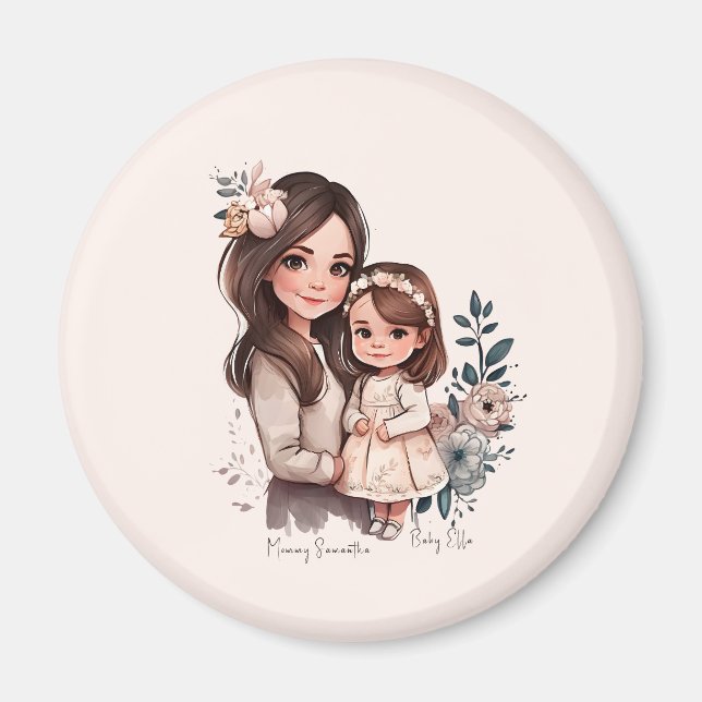 Adorable Mum and Daughter Bond (3) Magnet (Front)