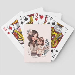 Adorable Mum and Daughter Bond (3) Playing Cards