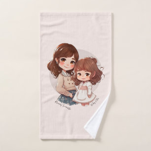 Adorable Mum and Daughter Bond (4) Bath Towel Set