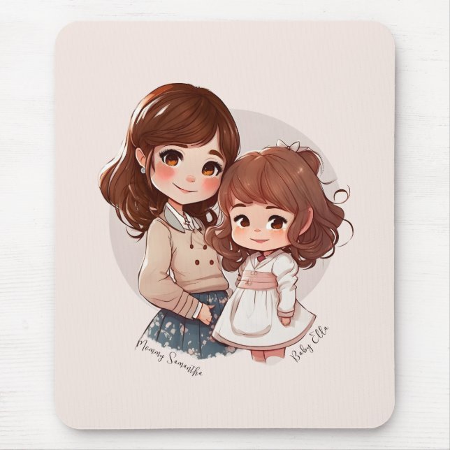 Adorable Mum and Daughter Bond (4) Mouse Pad (Front)