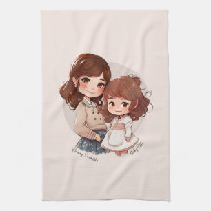 Adorable Mum and Daughter Bond (4) Tea Towel
