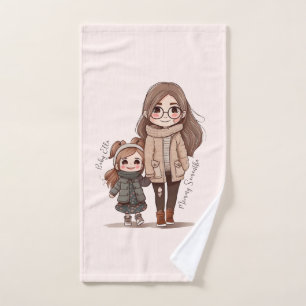 Adorable Mum and Daughter Bond (5) Bath Towel Set