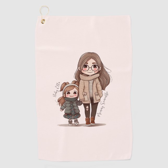 Adorable Mum and Daughter Bond (5) Golf Towel (Front)