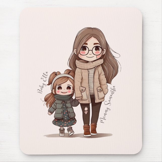 Adorable Mum and Daughter Bond (5) Mouse Pad (Front)