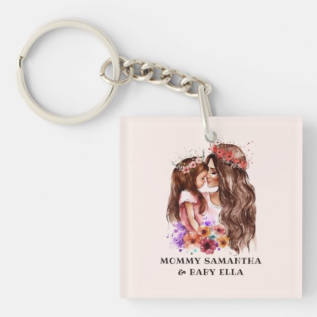 Adorable Mum and Daughter Bond (6) Key Ring (Front)