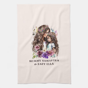 Adorable Mum and Daughter Bond (7) Tea Towel