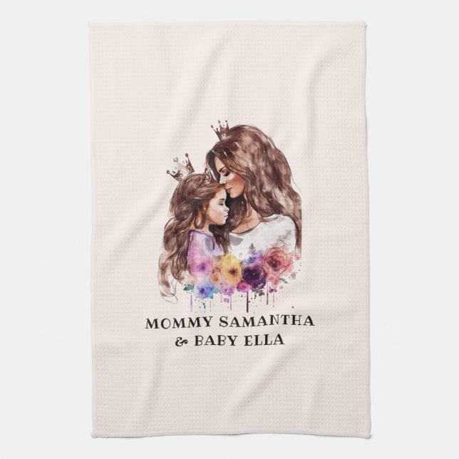 Adorable Mum and Daughter Bond (8) Tea Towel (Vertical)