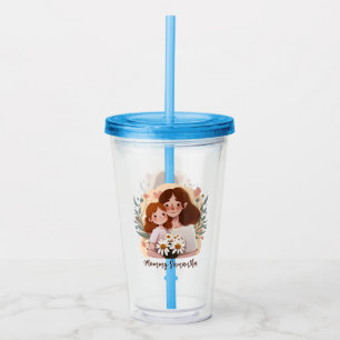 Adorable Mum and Daughter Bond - Floral Frame (2) Acrylic Tumbler