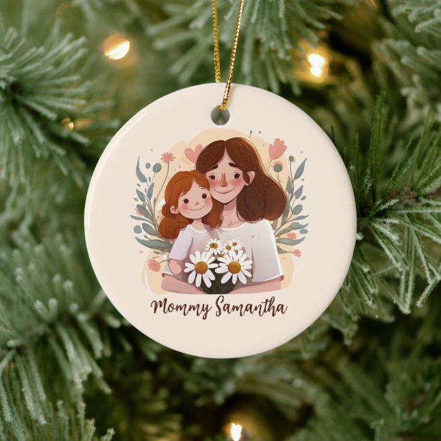 Adorable Mum and Daughter Bond - Floral Frame (2) Ceramic Tree Decoration (Tree)