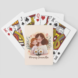 Adorable Mum and Daughter Bond - Floral Frame (2) Playing Cards