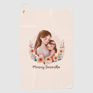 Adorable Mum and Daughter Bond - Floral Frame Golf Towel