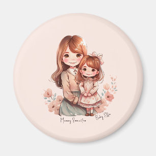 Adorable Mum and Daughter Bond Magnet