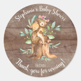 Adorable Mum & Baby Bear Baby Shower Favour Classic Round Sticker