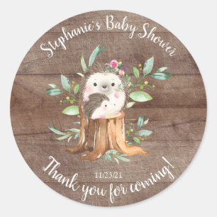 Adorable Mum & Baby Hedgehog Baby Shower Favour Classic Round Sticker