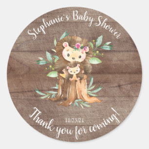 Adorable Mum & Baby Hedgehog Baby Shower Favour Classic Round Sticker
