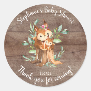 Adorable Mum & Baby Squirrel Baby Shower Favour Classic Round Sticker
