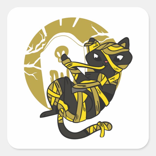 Adorable Mummy Cat Square Sticker (Front)