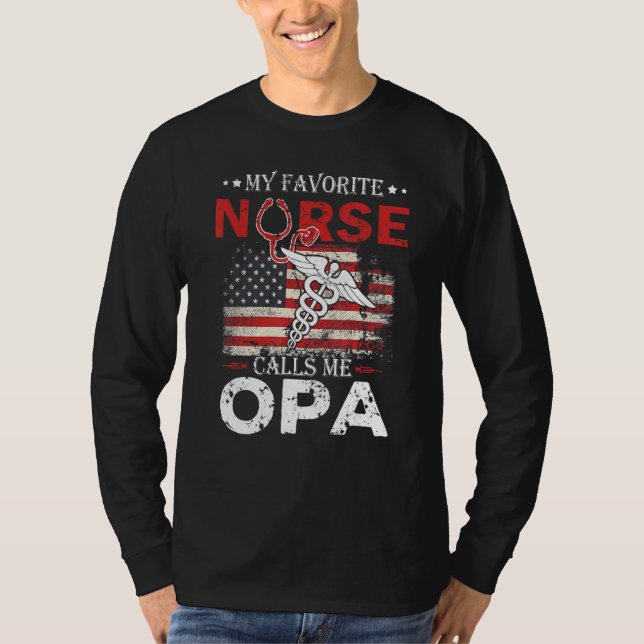 Adorable My Favourite Nurse Calls Me Opa Stethosco T-Shirt (Front)