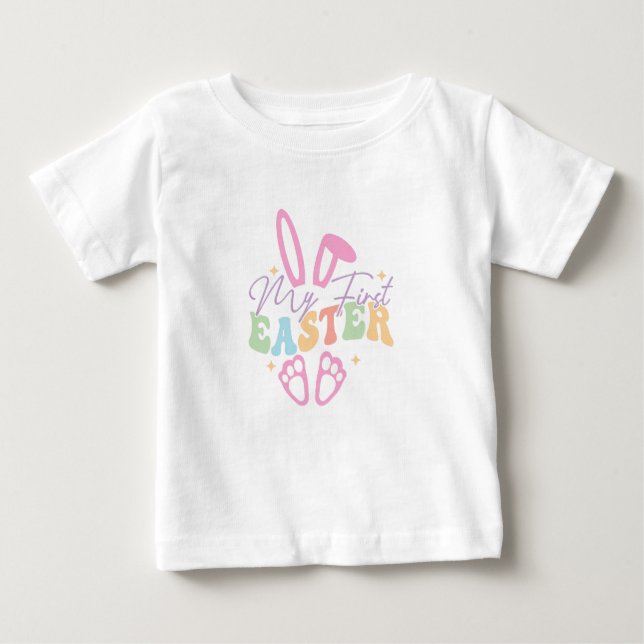 Adorable My First Easter Baby Pastel Bunny Baby T-Shirt (Front)
