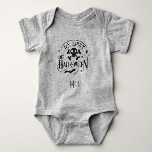 Adorable "My First Halloween" Monogram Name Baby Bodysuit