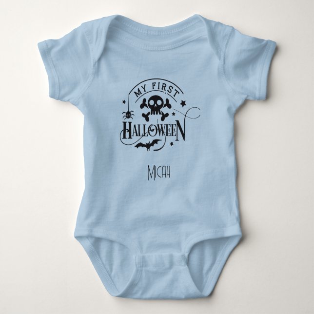 Adorable "My First Halloween"  Monogram Name Baby Bodysuit (Front)