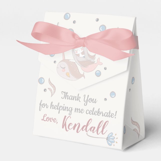 Adorable Narwhal and Mermaid Pastels Personalised Favour Box (Front Side)