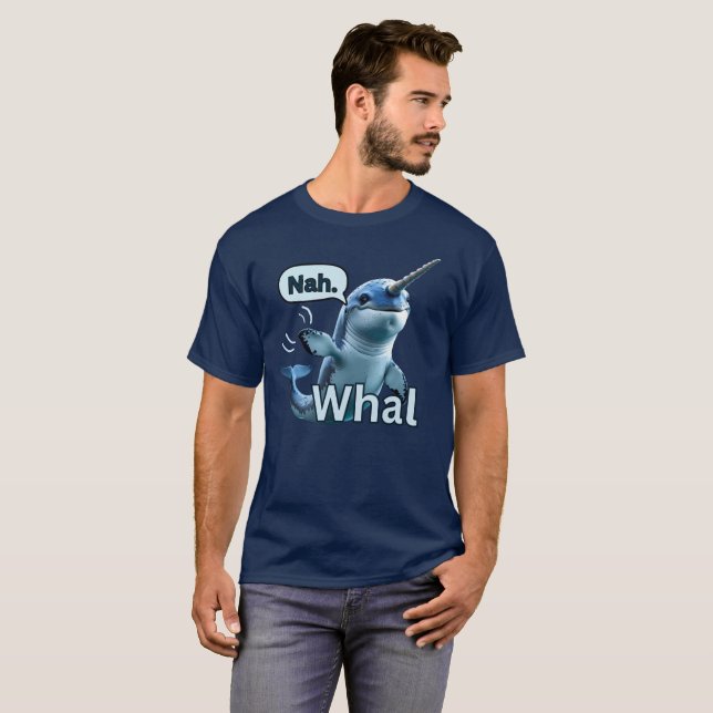 Adorable Narwhal Saying No T-Shirt (Front Full)