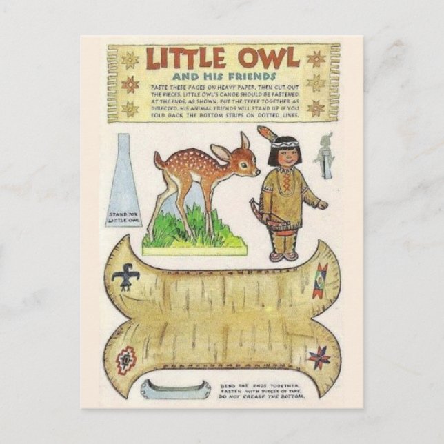 Adorable Native American Indian Art Replica  Postcard (Front)