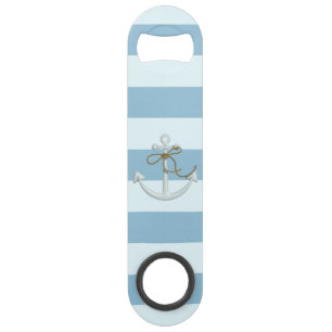 Adorable Nautical Anchor on Light Blue Stripes
