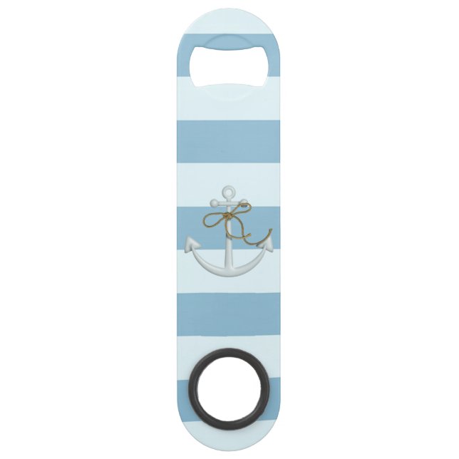 Adorable Nautical Anchor on Light Blue  Stripes (Front)